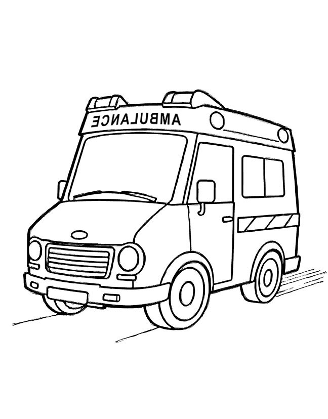 Ambulance on a rescue mission coloring page